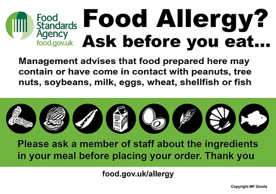 Allergen information poster